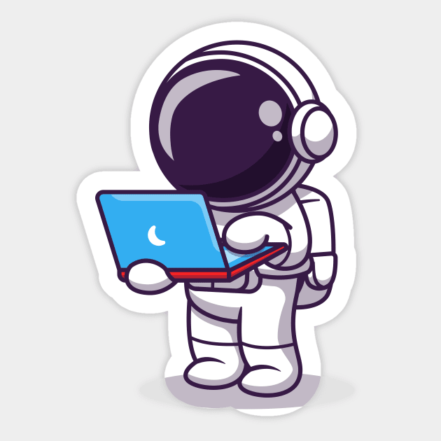 Cute Astronaut Working On Laptop (2) Sticker by Catalyst Labs